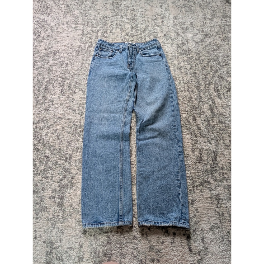 Abercrombie & Fitch The Straight Mid Rise Jeans Light Wash Cotton Denim‎ Sz 0/25
